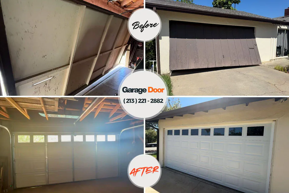 Before and after: garage door repair Spencer, IN
